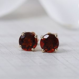 NWT Luxoro 10K Yellow Gold Premium Brazilian Cherry Citrine Solitaire Stud Earri